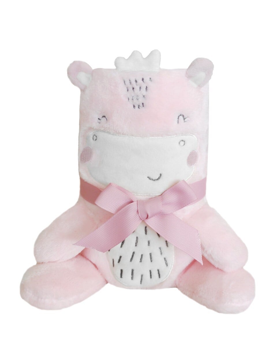 Kikkaboo Babydecke Fleece 3D Tierstickerei, Gr&ouml;&szlig;e 100 x 75 cm, Kuscheltier pink - Bild 1