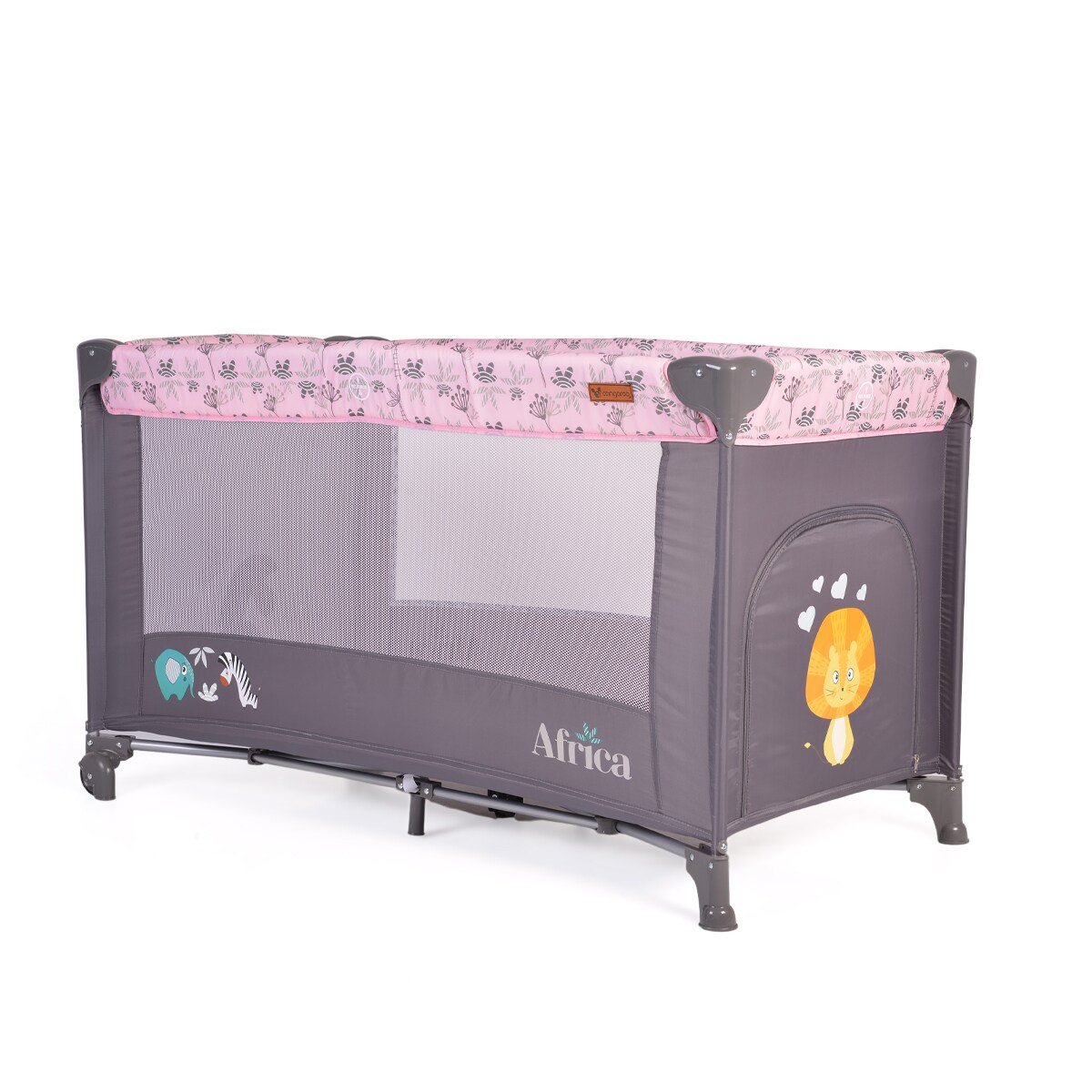 Cangaroo Reisebett Africa Laufstall Seiteneingang Matratze Sichtfenster Tasche rosa - Bild 1