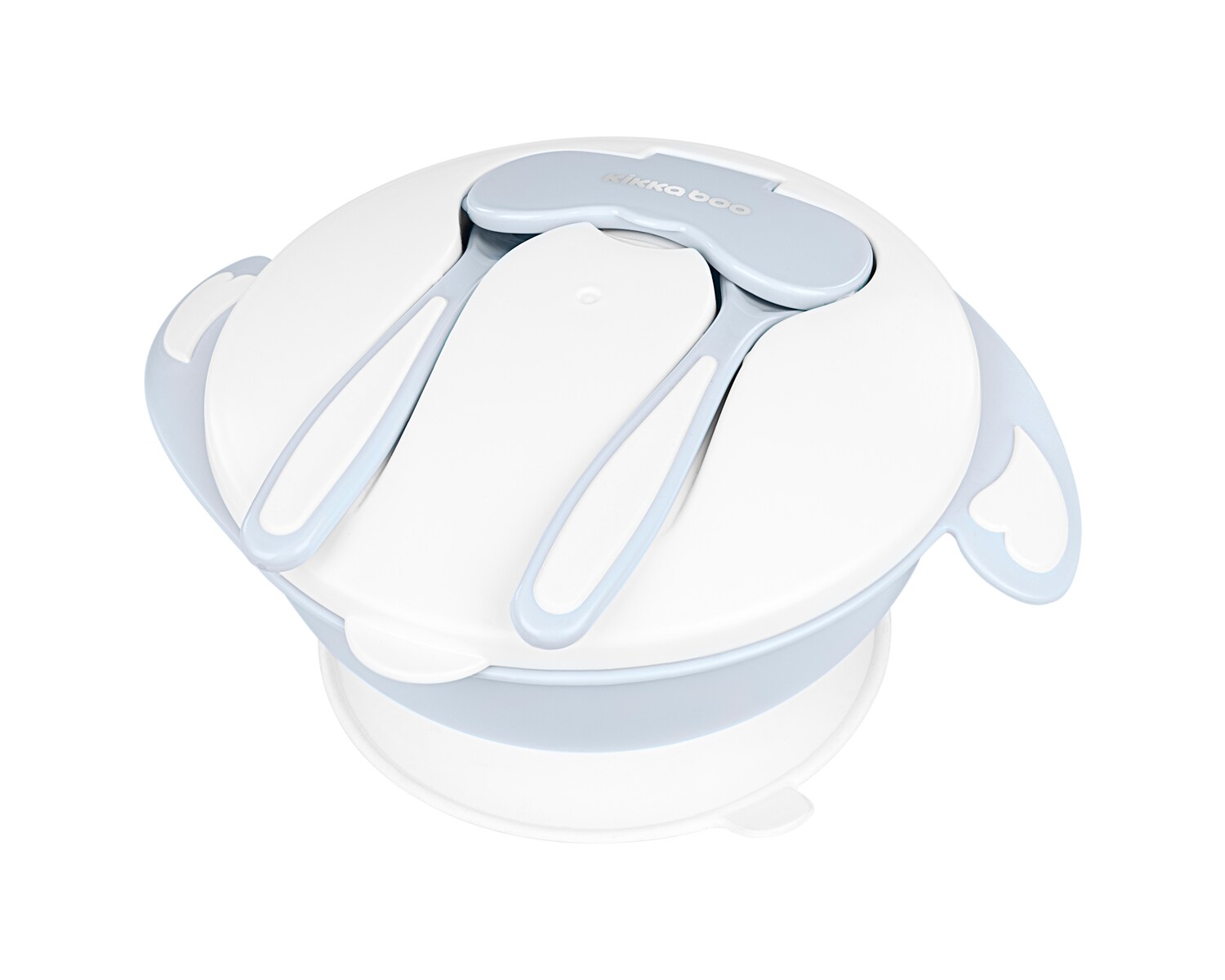 Kikkaboo Kinder 4in1 Sch&uuml;ssel-Set L&ouml;ffel Gabel Teller 700ml Mikrowellen geeignet blau - Bild 1