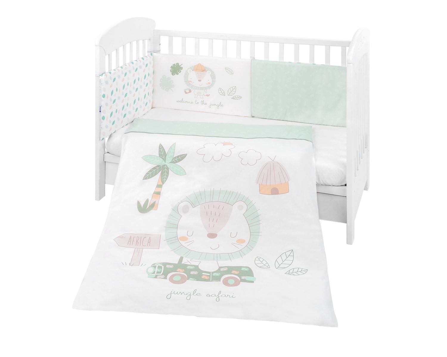 Kikkaboo Bettw&auml;sche 4-teilig Decke 135 x 95 cm, Bezug, Nestchen Bett 140 x 70 cm gr&uuml;n - Bild 1