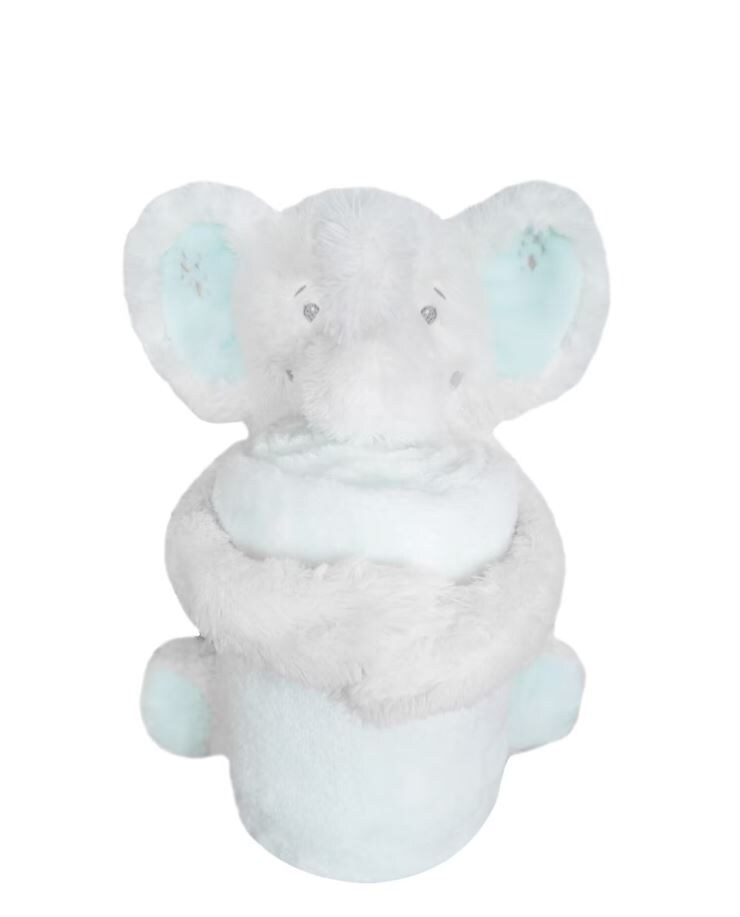 Kikkaboo Babydecke 2 in 1 Geschenkset Kuscheltier 25 cm Kuscheldecke 100 x 70 cm türkis | 03801103021193