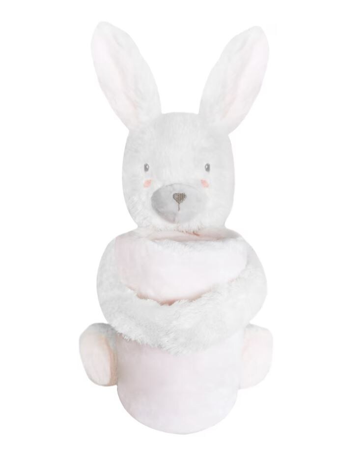 Kikkaboo Babydecke 2 in 1 Geschenkset Kuscheltier 25 cm Kuscheldecke 100 x 70 cm rosa - Bild 1