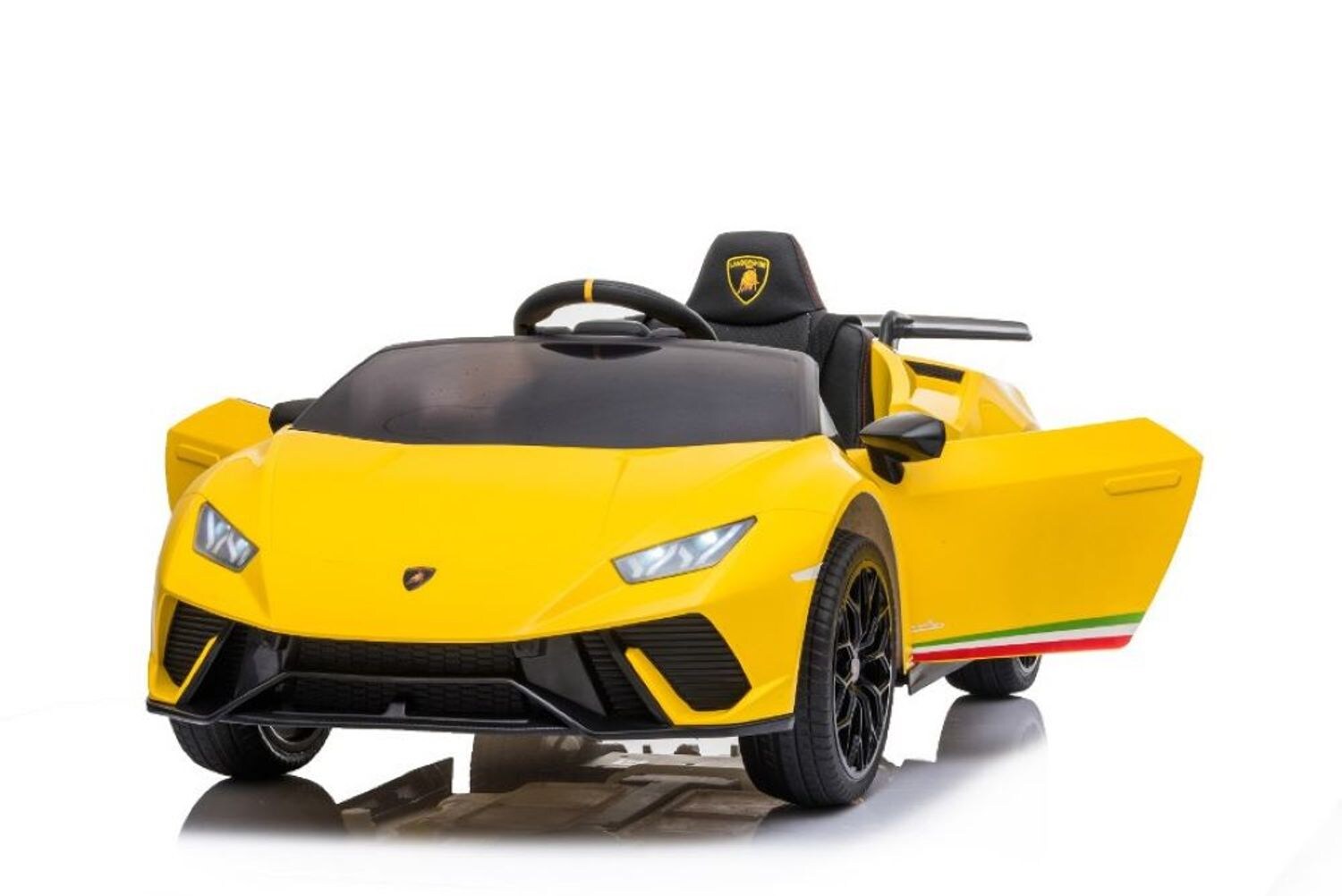 ES-Toys Kinder Elektroauto Lamborghini Huracan EVA-Reifen Scheinwerfer Bluetooth gelb