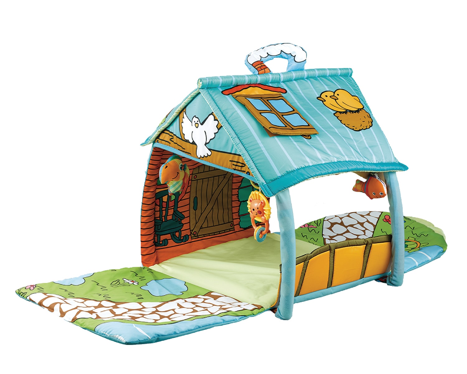 Kikkaboo Spielbogen Casa Bebe Krabbeldecke kleines Haus h&auml;ngende Tiere Griff  blau - Bild 1