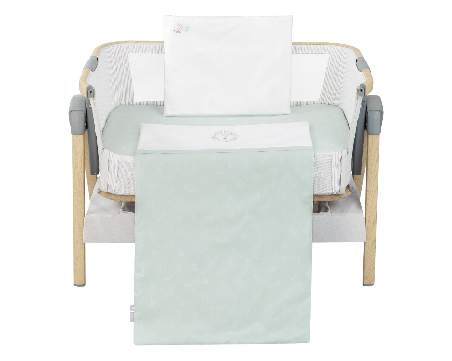 Kikkaboo Babywiege Bettwäsche-Set 5-tlg, Decke 85 x 55, Kissen 45 x 35, Laken grün | 03801101050560