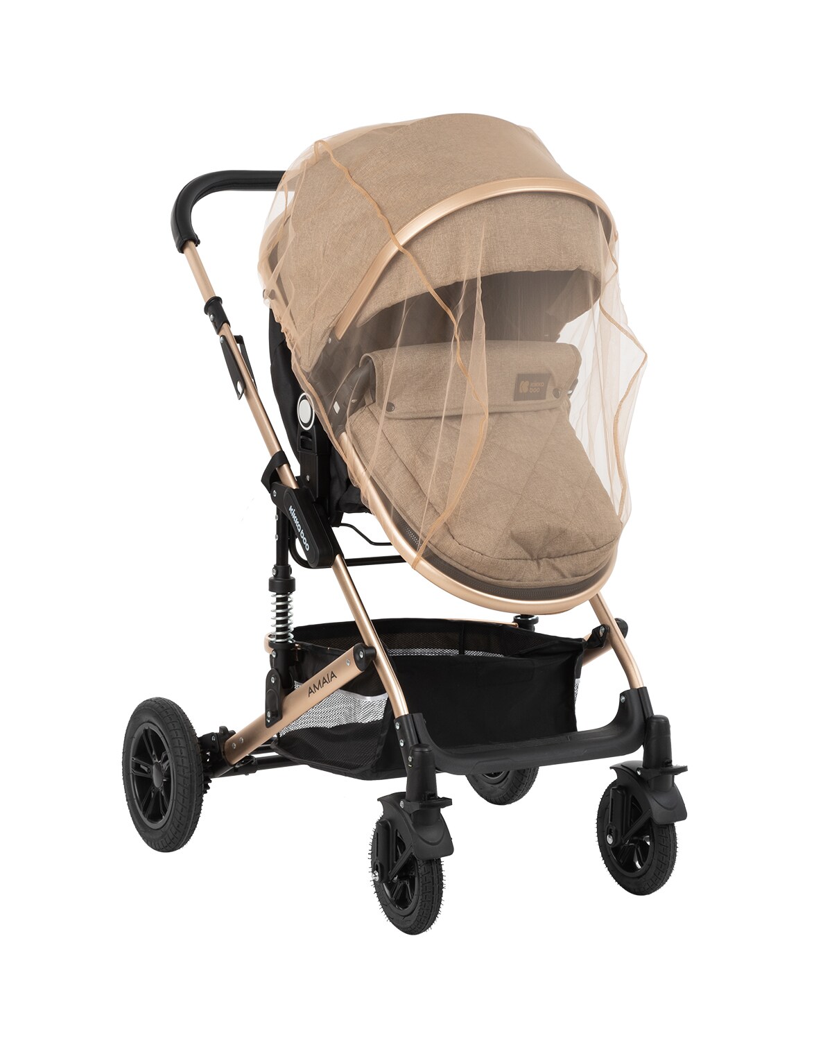 Kikkaboo Moskitonetz Kinderwagen, Insektenschutz, Universalgr&ouml;&szlig;e M&uuml;ckennetz T&uuml;ll beige - Bild 1