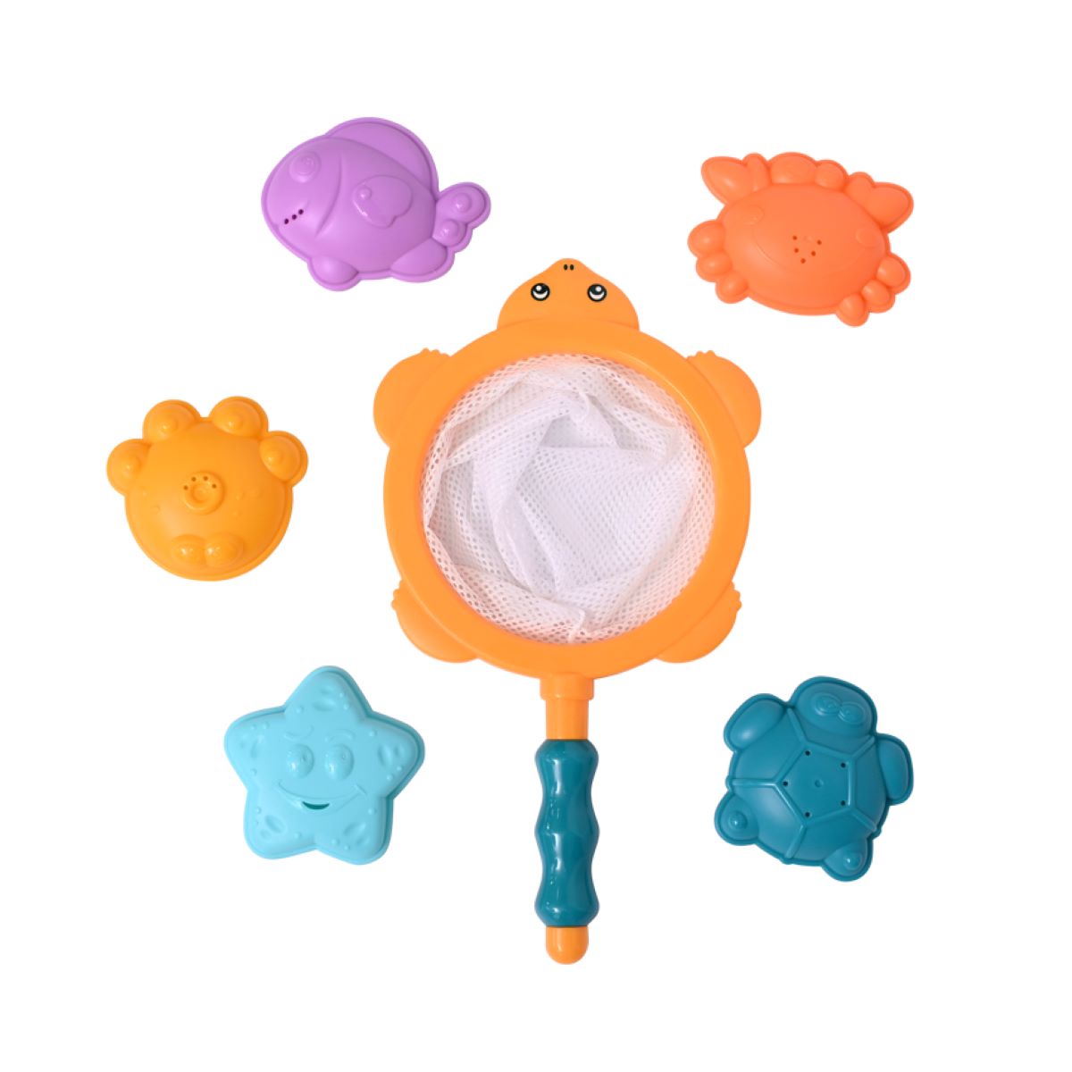 Lorelli Wasserspielzeug Ocean, 6-teilig, Badespielzeug, 1 Netz, 5 Tierfiguren orange - Bild 1