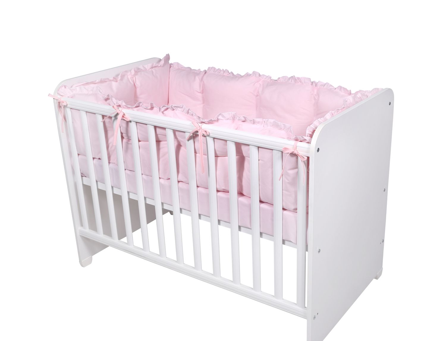 Lorelli Babybett-Nestchen 4-teilig rundum, Babybett 120 x 60 cm, 100% Baumwolle rosa - Bild 1