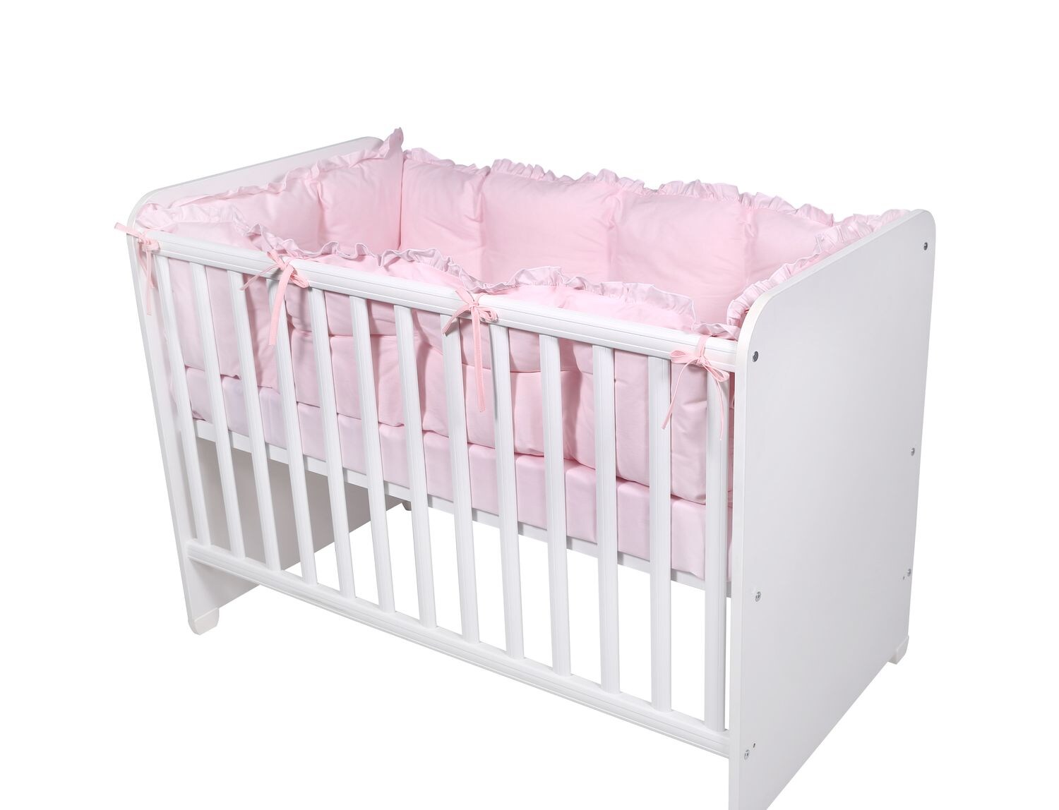 Lorelli Babybett-Nestchen 4-teilig rundum, Babybett 120 x 60 cm, 100% Baumwolle rosa