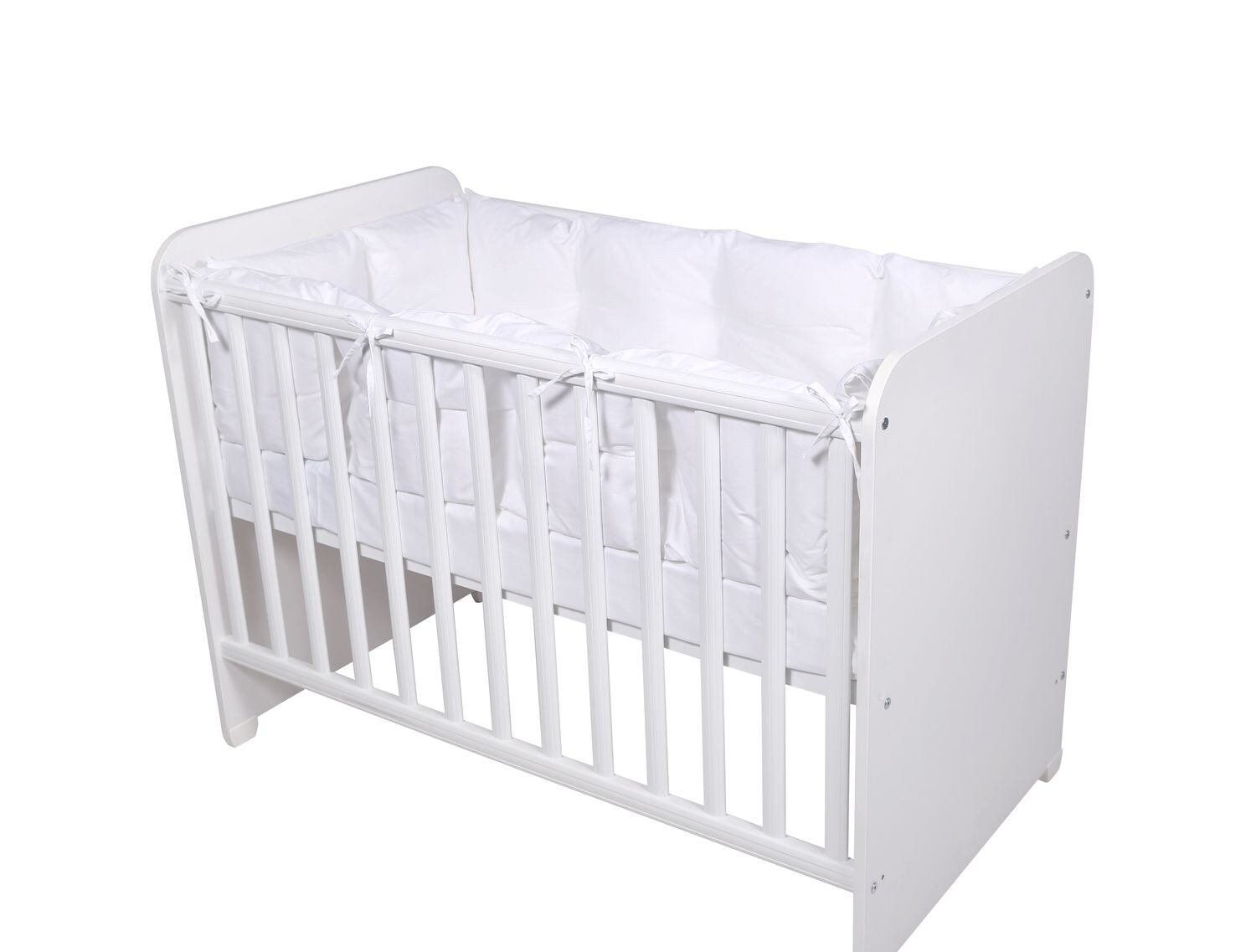 Lorelli Babybett-Nestchen 4-teilig rundum, Babybett 120 x 60 cm, 100% Baumwolle weiß