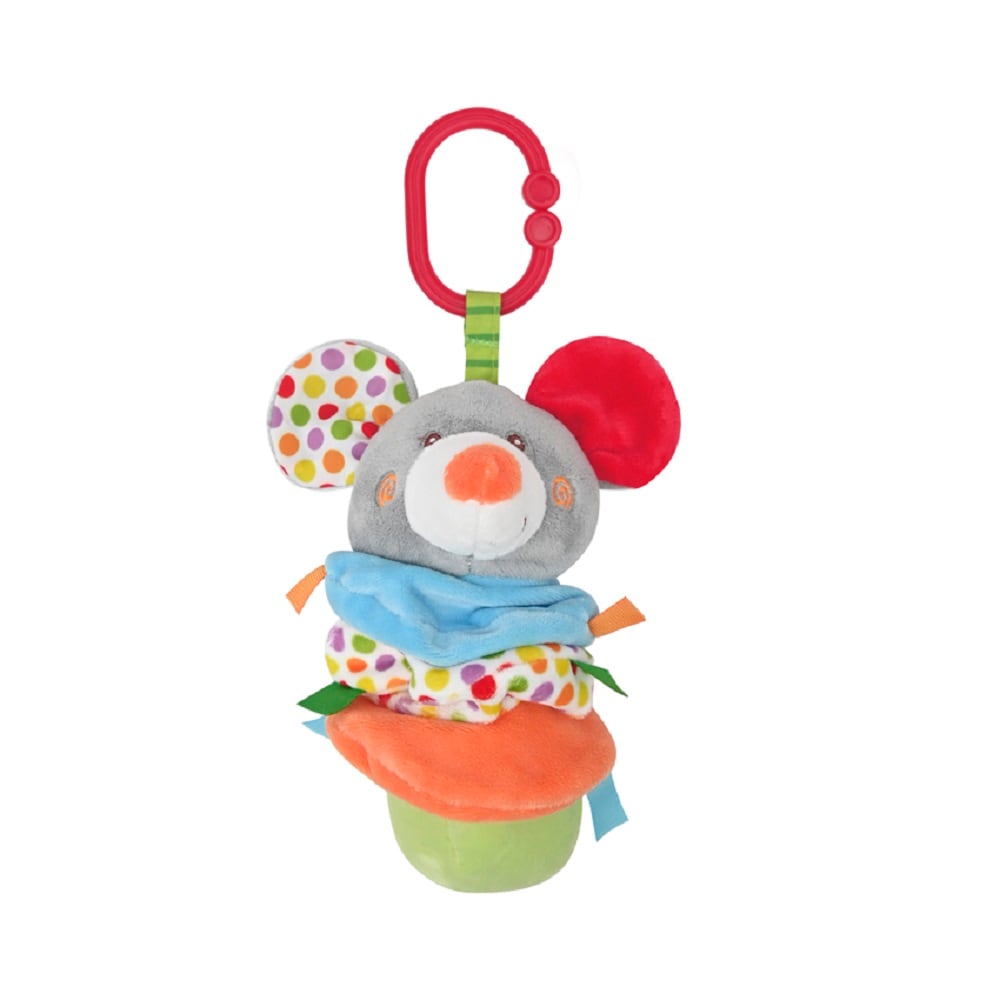 Lorelli Baby Pl&uuml;schtier, Vibration, C-Ring, Faltenzonen, Greifling, Spielbogen grau - Bild 1