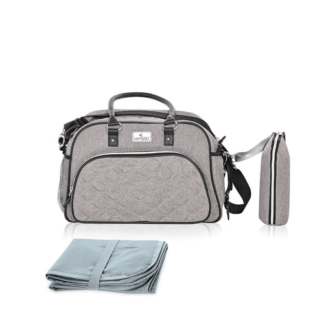 Lorelli Wickeltasche Viola, wasserabweisend, Wickelunterlage, Seitentaschen grau