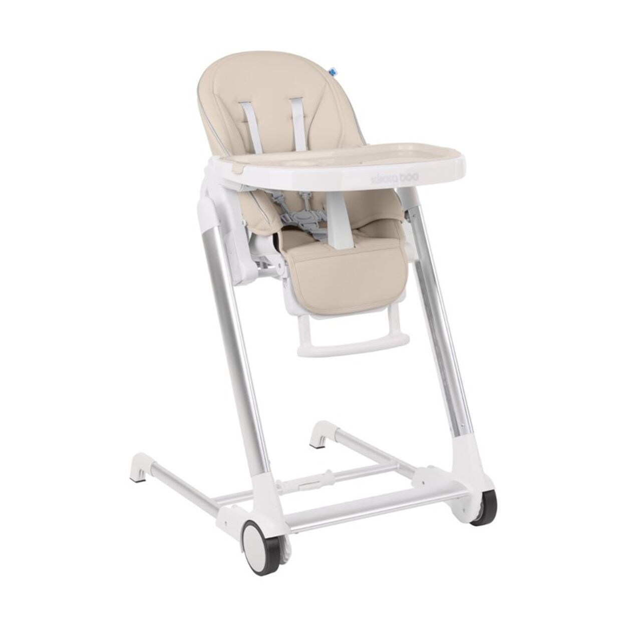 Kikkaboo Kinderhochstuhl Maple verstellbar, Räder, Doppeltablett, Gurt, klappbar beige | 03801004011088