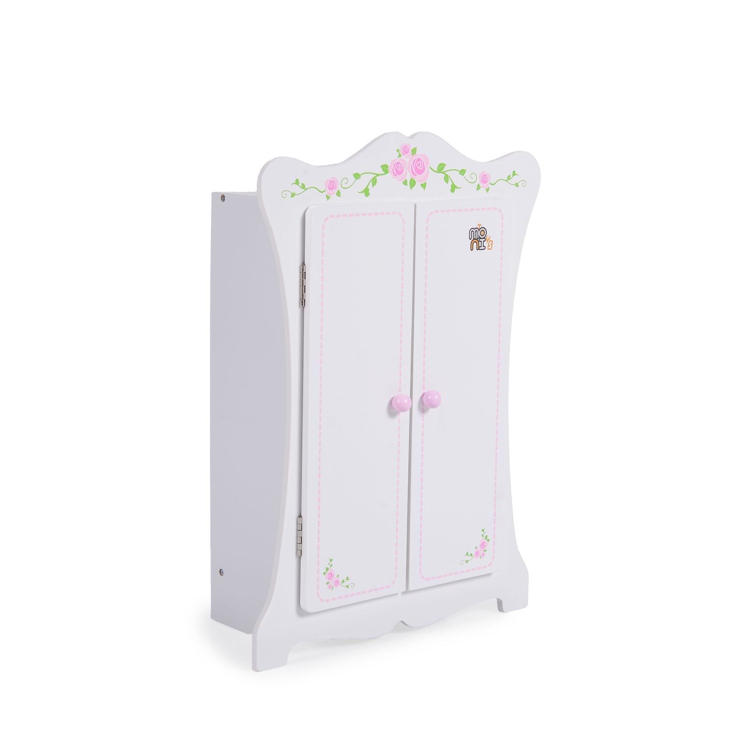 Moni Puppenkleiderschrank PH12B011, Holz, Maße 42,5 x 22 x 57 cm, 3 Kleiderbügel weiß | 03800146222543