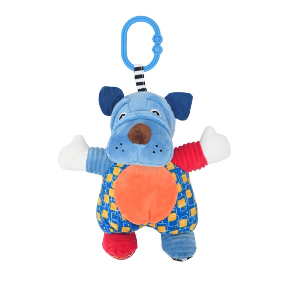 Lorelli Baby Kuscheltier Pl&uuml;sch Greifling, C-Ring, auff&auml;llige Farben, ab Geburt blau - Bild 1