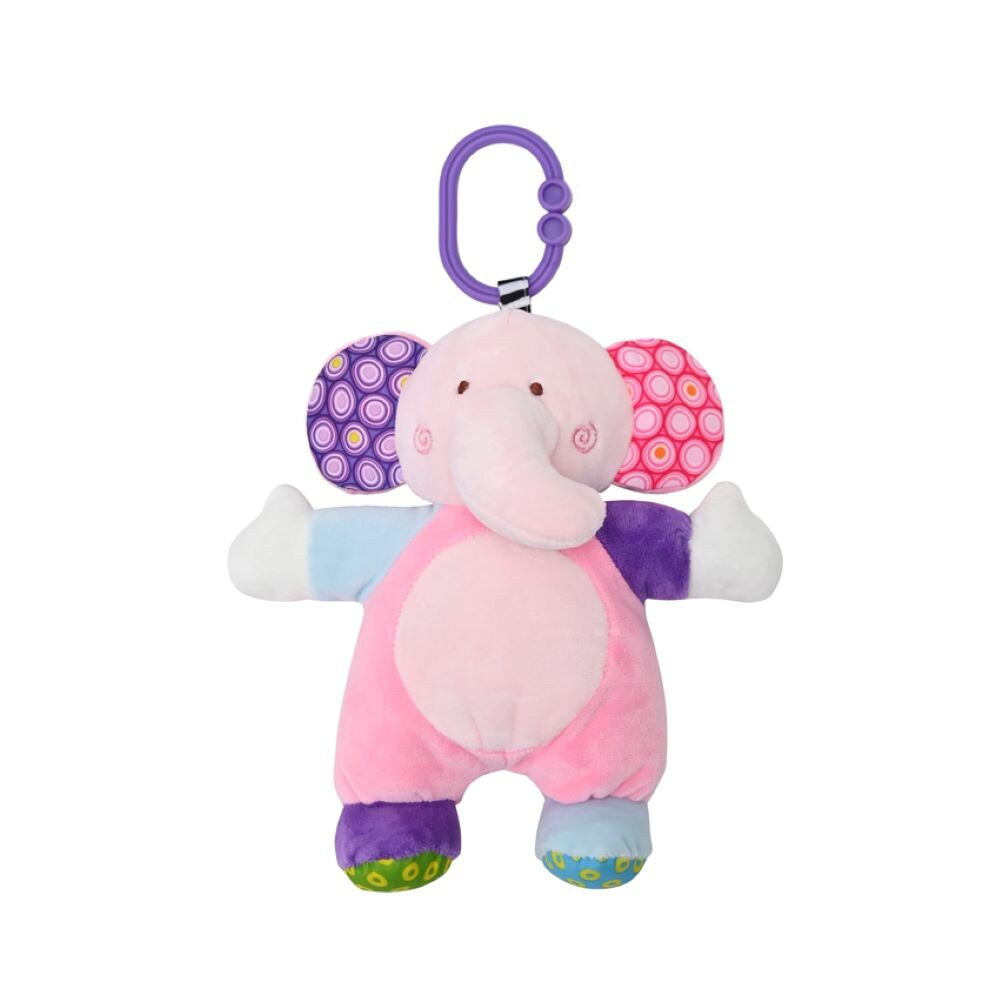 Lorelli Baby Kuscheltier Pl&uuml;sch Greifling, C-Ring, auff&auml;llige Farben, ab Geburt rosa - Bild 1