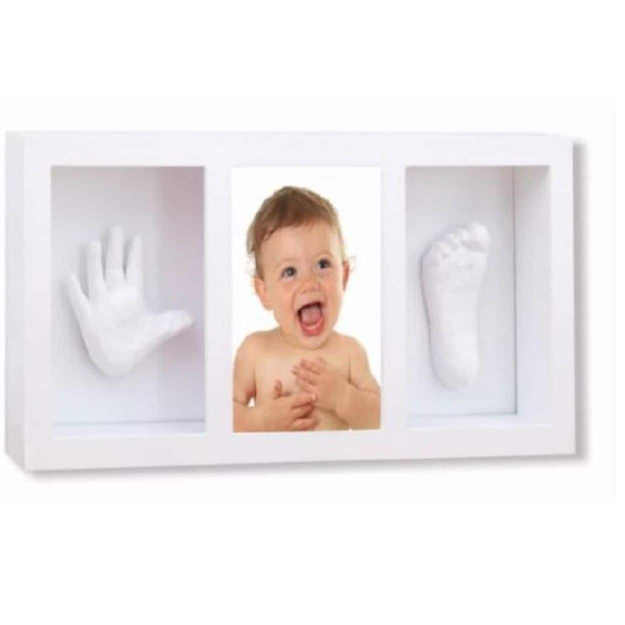 Cangaroo Baby Gipsabdruck 3D Hand- und Fu&szlig;abdruckset, Fotorahmen aus Holz wei&szlig; - Bild 1