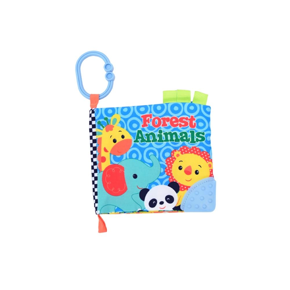 Lorelli Baby Stoffbuch Tiere Bei&szlig;ring Fr&uuml;chte C-Ring Lehrbuch Bauernhoftiere blau - Bild 1