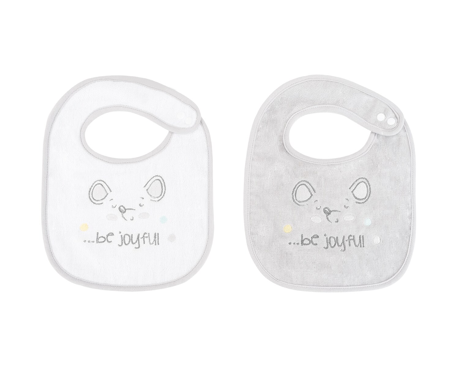 Kikkaboo Babylatz Frottee 2-teiliges Set, Lätzchen, Druckknopf, 100% Baumwolle grau