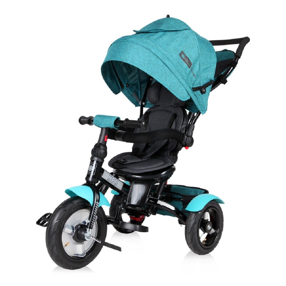 Lorelli Tricycle Neo 4 in 1 Luftreifen, Schiebestange, Sitz drehbar, verstellbar schwarz hellgrün | 03800151995500