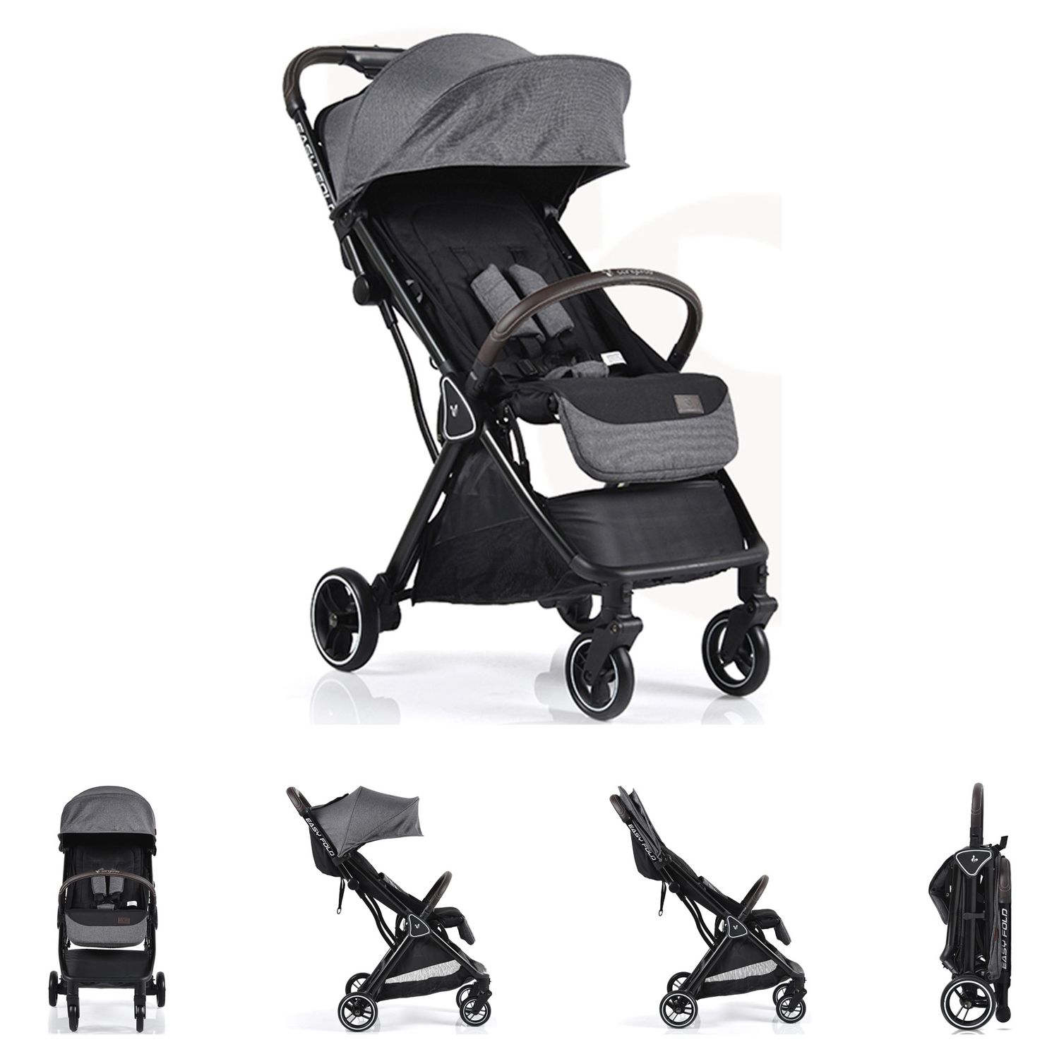 Cangaroo Kinderwagen easy Fold Buggy Alu Sonnendach verstellbar, faltbar, Korb grau - Bild 1