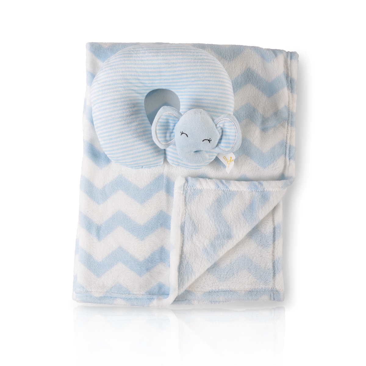 Cangaroo Babydecke Sammy Gr&ouml;&szlig;e 90 x 75 cm kuschelige Babydecke Nackenkissen blau - Bild 1