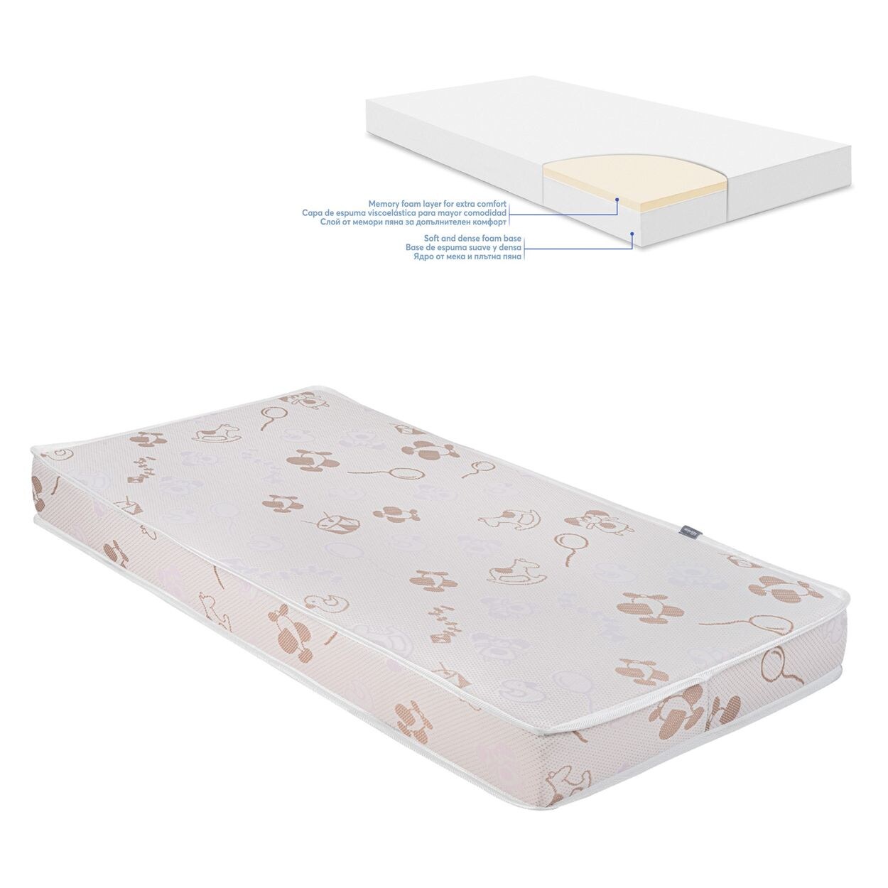 Kikkaboo Babybett-Matratze Memory Comfort, 120 x 60 x 12 cm Bindungsveredelung pink