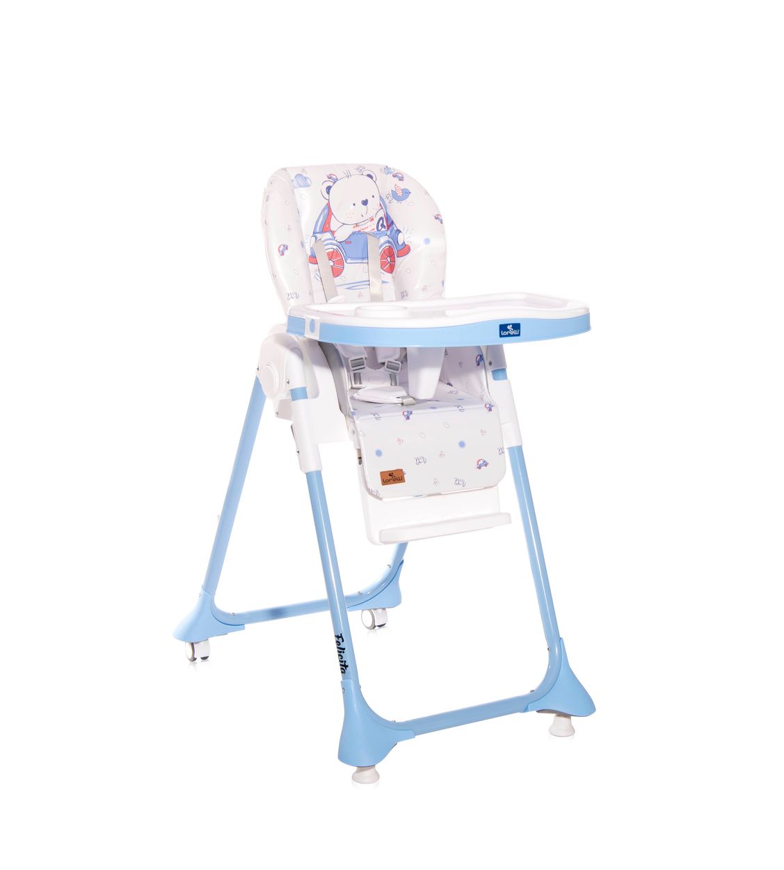 Lorelli Kinderhochstuhl Felicita, faltbar, verstellbar, 5-Punkt-Gurt, 2 R&auml;der blau - Bild 1