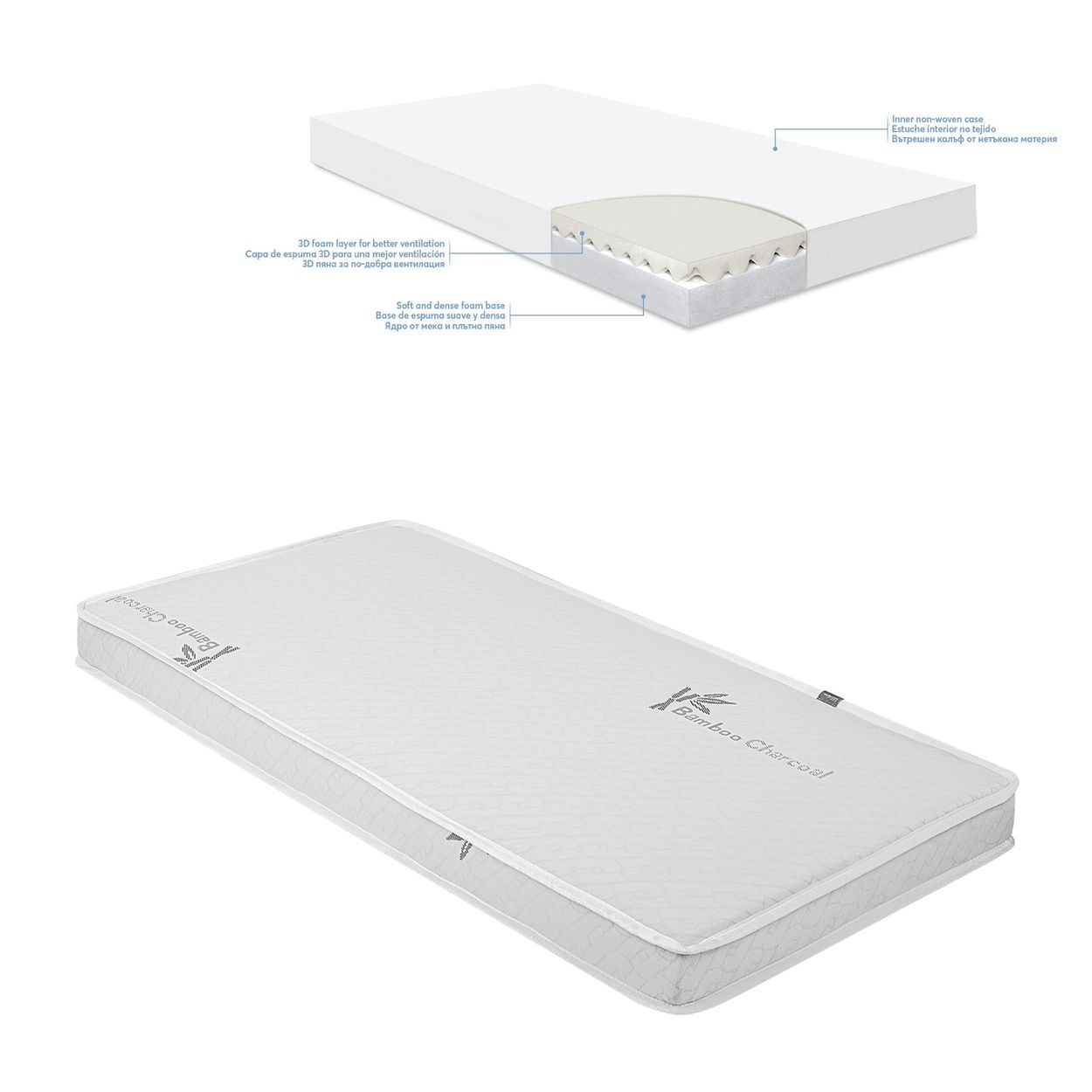 Kikkaboo Babybett Matratze Night Dream 120 x 60 x 10 cm, 3D Schaumschicht grau - Bild 1