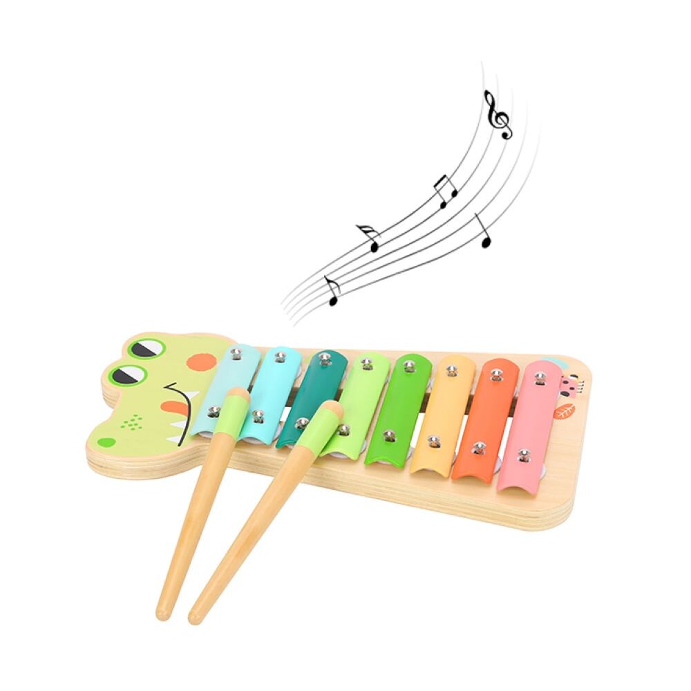 Tooky Toy Kinder Musikspielzeug Xylophon TF570 Holz zwei Klangstäbe acht Töne bunt