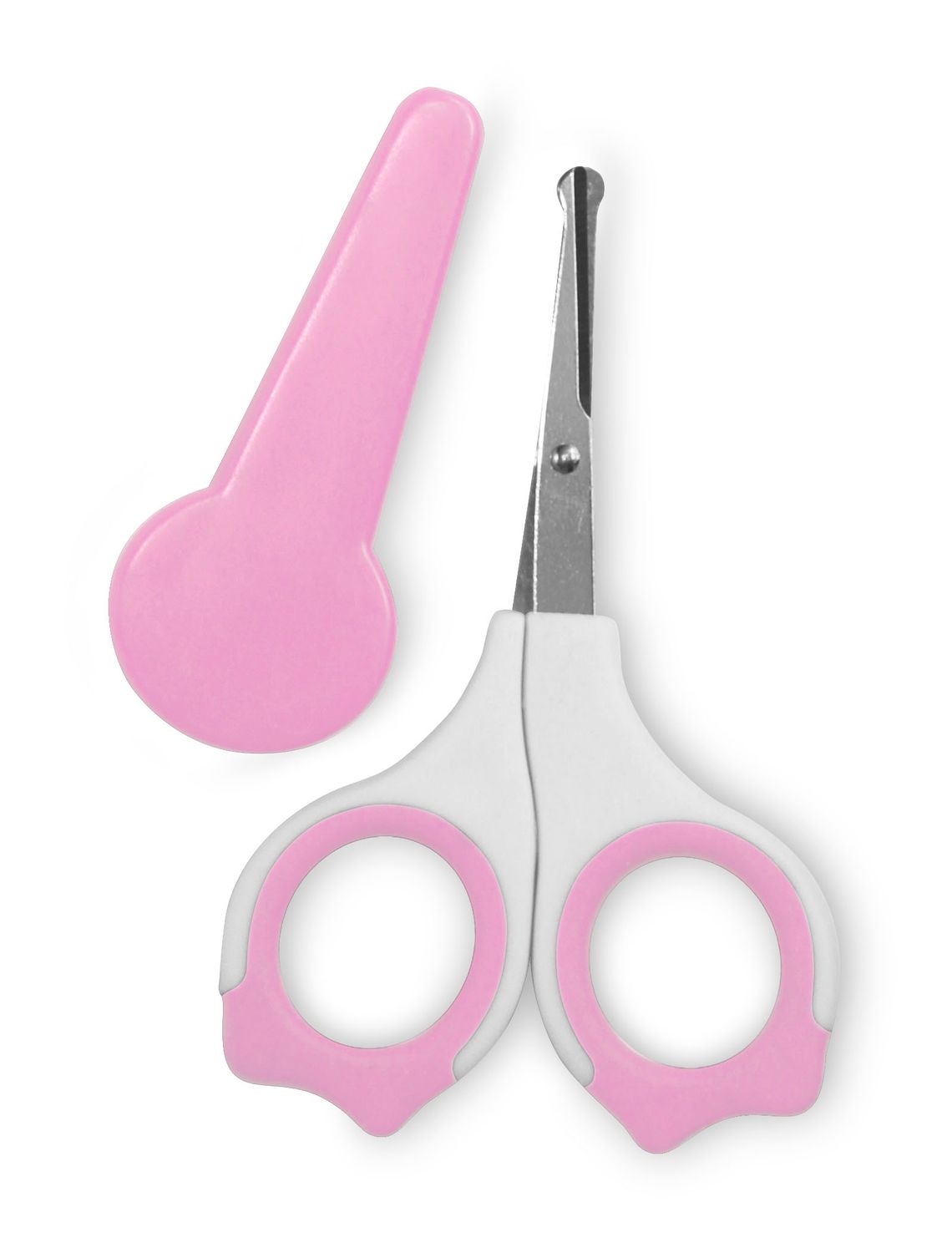 Lorelli Baby Nagelschere Schutzkappe gebogen, Edelstahl, Babyschere, Nagelpflege pink