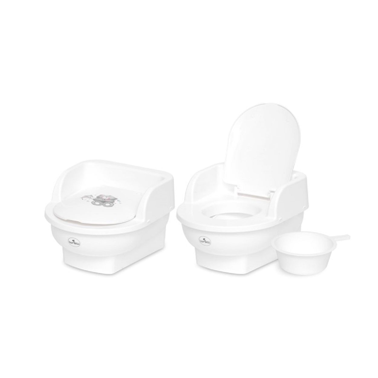 Lorelli T&ouml;pfchen Throne Handauflage, beweglicher Deckel herausnehmbarer Beh&auml;lter grau wei&szlig; - Bild 1