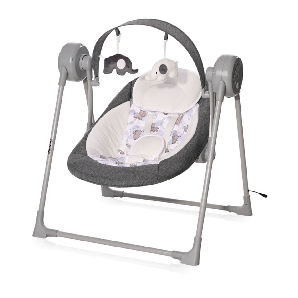 Lorelli Babywippe Twinkle klappbar Musik Schwingfunktion, Timer Fernbedienung grau - Bild 1
