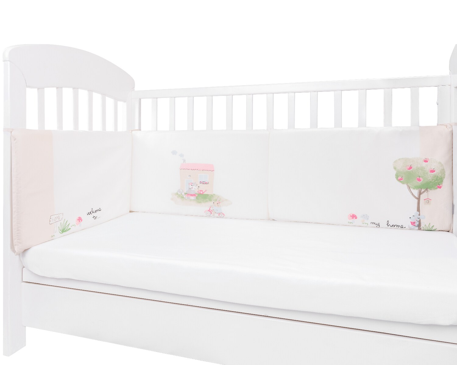 Kikkaboo Nestchen my Home Babybett 140 x 70 cm Bettumrandung 210 cm Baumwolle beige - Bild 1