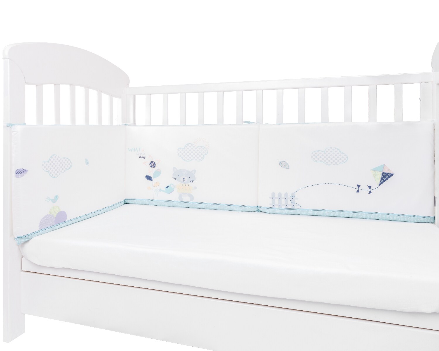 Kikkaboo Nestchen my Home Babybett 140 x 70 cm Bettumrandung 210 cm Baumwolle wei&szlig; - Bild 1