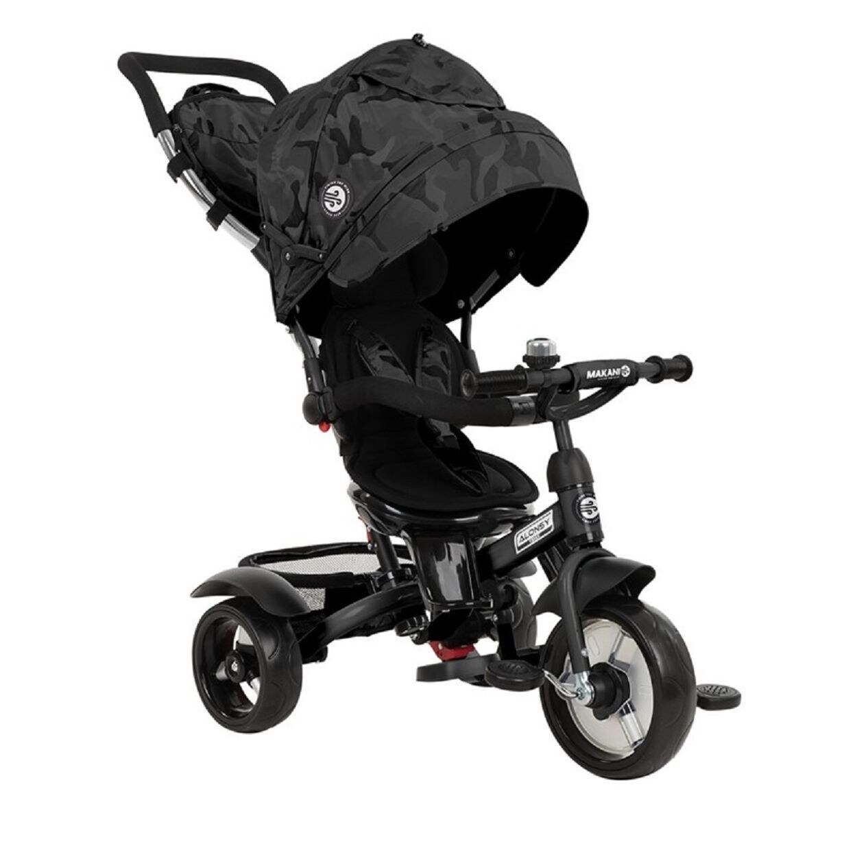 Kikkaboo Tricycle Alonsy 3 in 1 Dreirad Schiebegriff, EVA-Räder Korb Fußstütze schwarz | 03801006021177