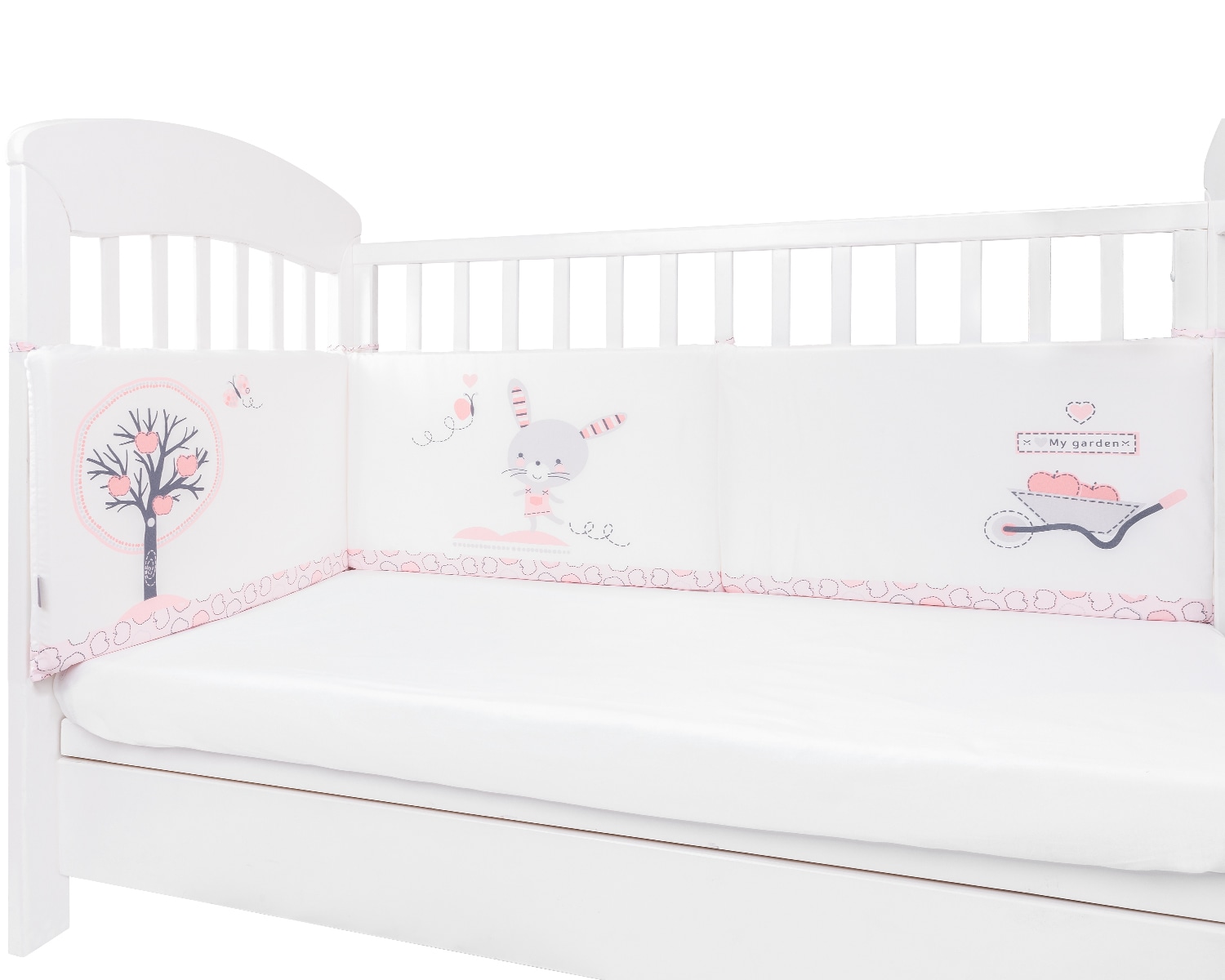 Kikkaboo Babybett Nestchen f&uuml;r Babybett 120 x 60 cm, Bettumrandung 180 x 35 cm pink - Bild 1