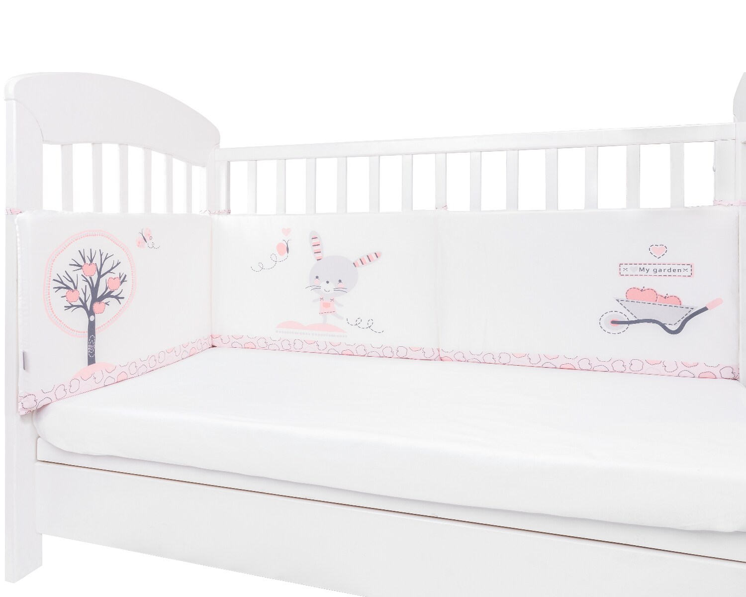 Kikkaboo Babybett Nestchen für Babybett 120 x 60 cm, Bettumrandung 180 x 35 cm pink | 03801101080482