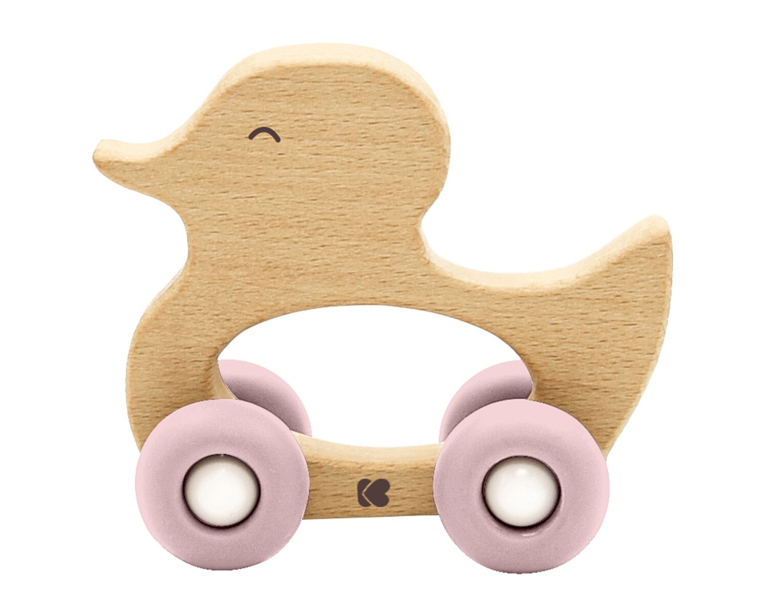 Kikkaboo Holzspielzeug mit Silikonbeißring Ente Buchenholz Beißring ab 12 Monate rosa | 03801201012413