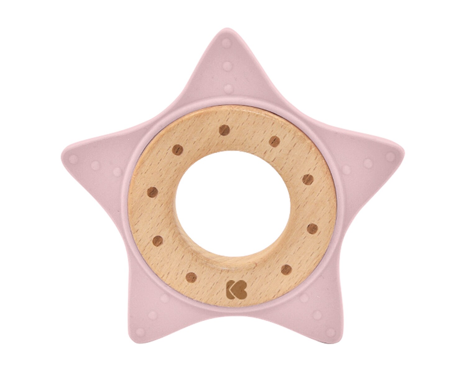 Kikkaboo Beißring Star, Buchenholz, Silikon, Zahnhilfe, Greifling, ab Geburt rosa | 03801303020583