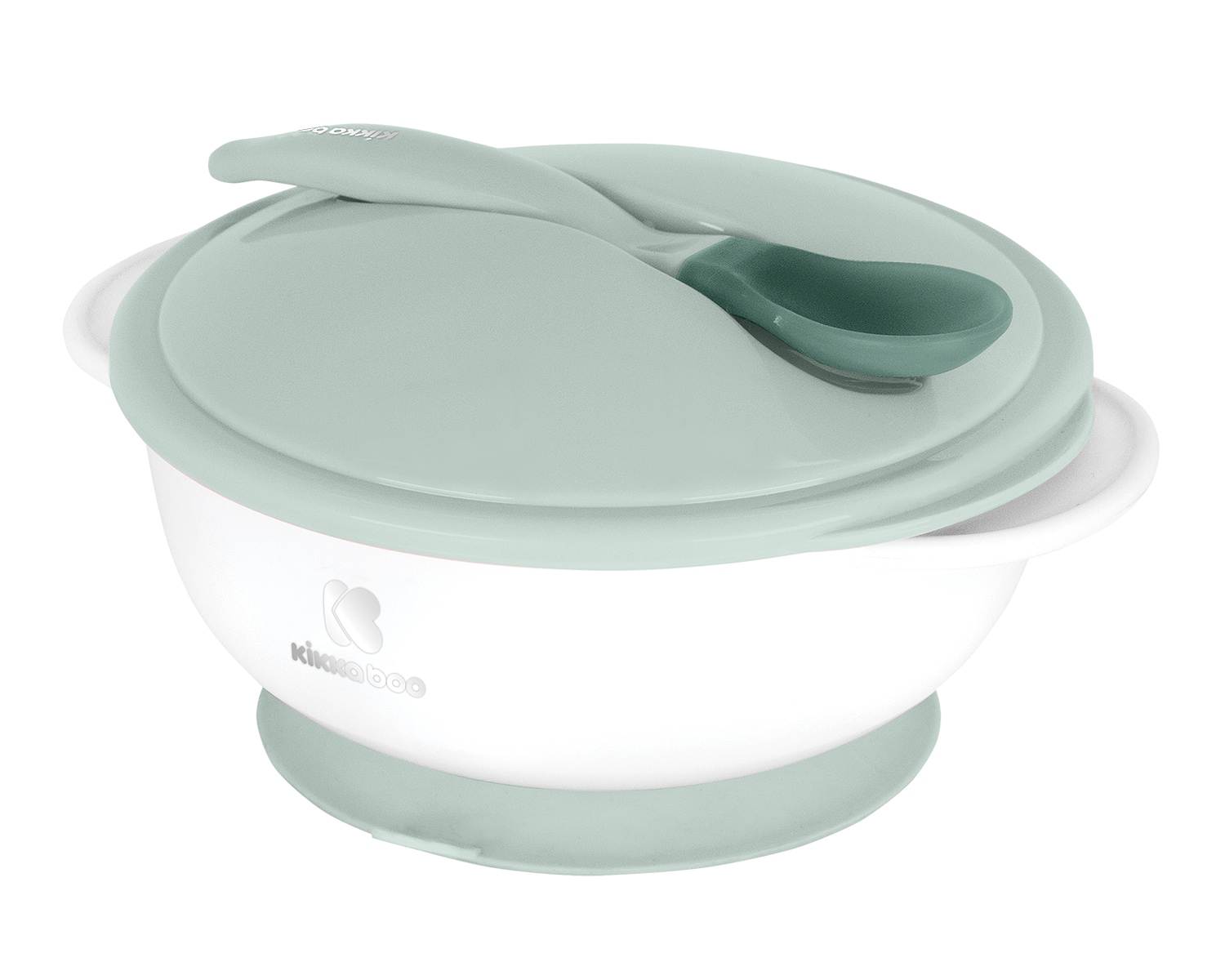 Kikkaboo Baby Esssch&uuml;ssel 250 ml L&ouml;ffel mit W&auml;rmesensor Warmhaltesch&uuml;ssel Deckel gr&uuml;n - Bild 1