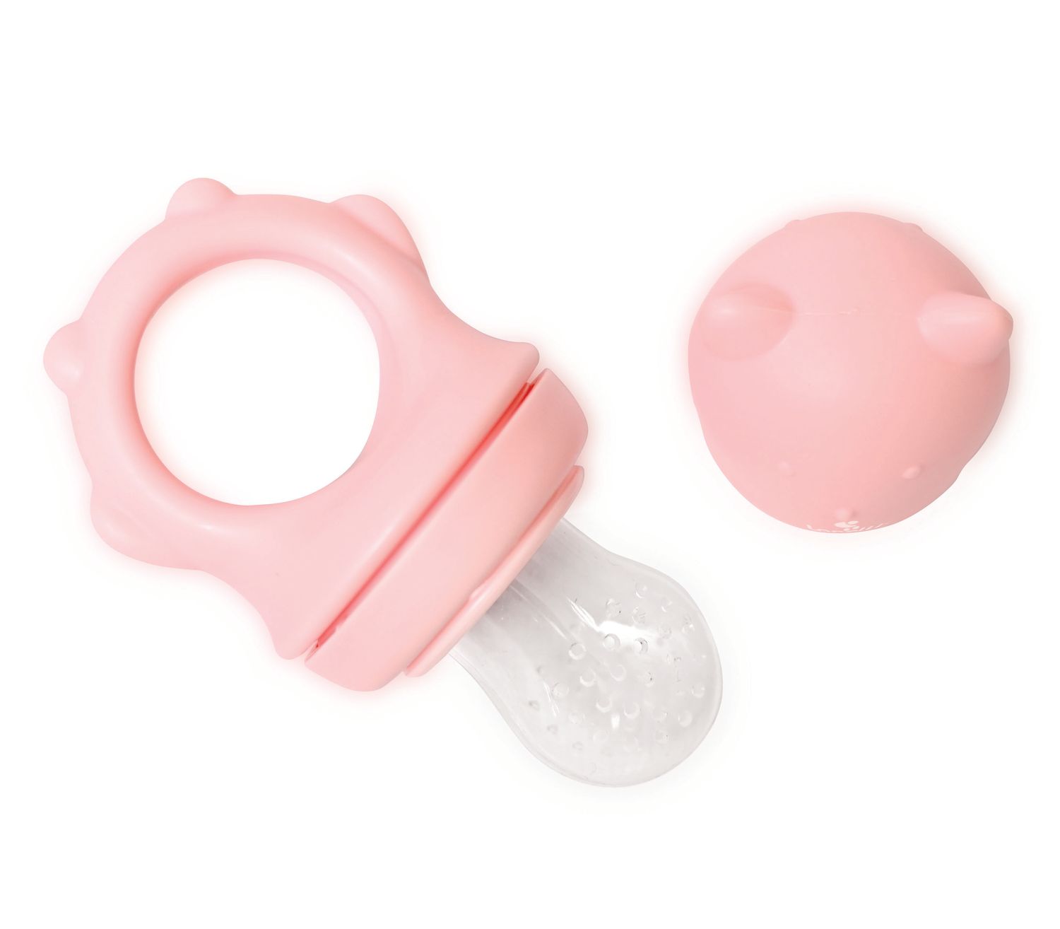 Baby Care Fruchtsauger 2 in 1, Bei&szlig;ring, Beikostsauger, F&uuml;tterhilfe, Schutzkappe rosa - Bild 1