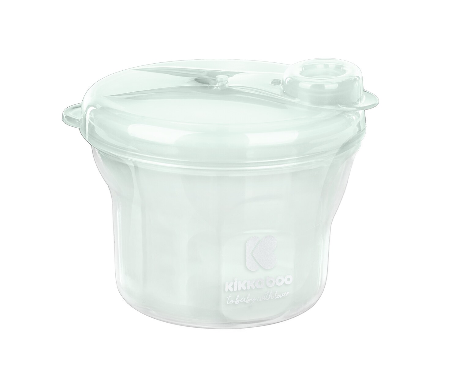 Kikkaboo Milchpulver Behälter 2 in 1 Snackbecher, drei Ablagefächer, Deckel grün