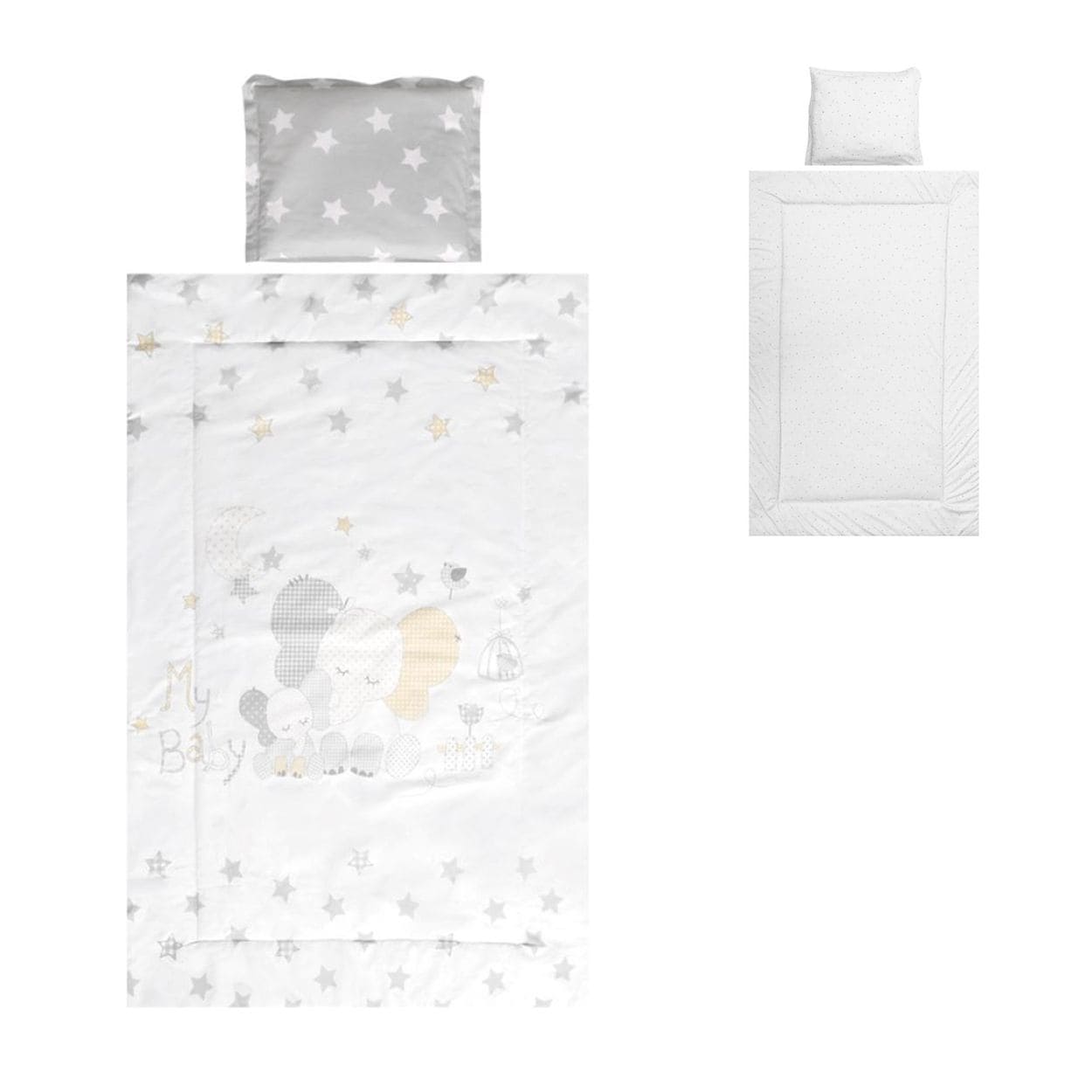 Lorelli Kinderbettw&auml;sche 3-teilig, Decke 140 x 95 Kissen 43 x 35 Laken 150 x 100 silbergrau - Bild 1