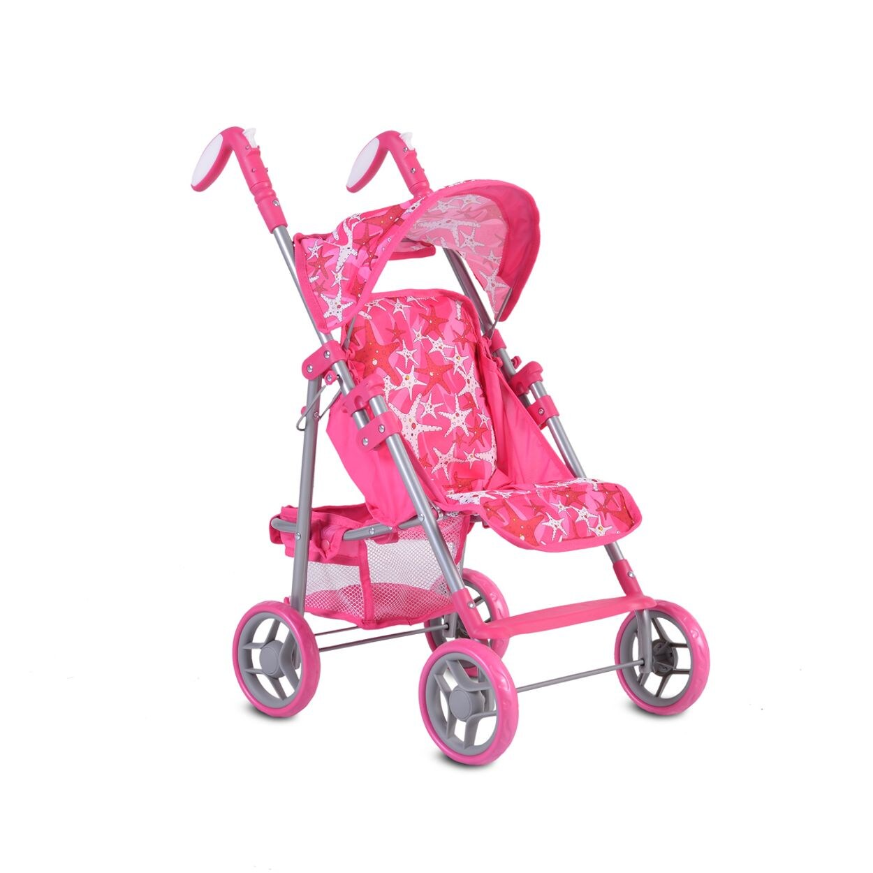 Moni Puppenwagen Stars 9351 faltbar, Rückenlehne und Schiebegriffe verstellbar pink
