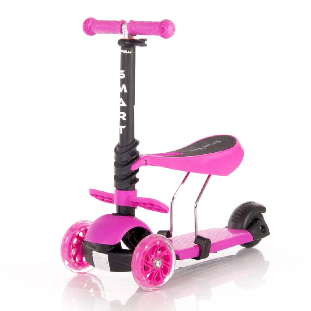 Lorelli Kinderroller Laufrad 2 in 1 Smart PU R&auml;der leuchten klappbar verstellbar pink Graffiti - Bild 1