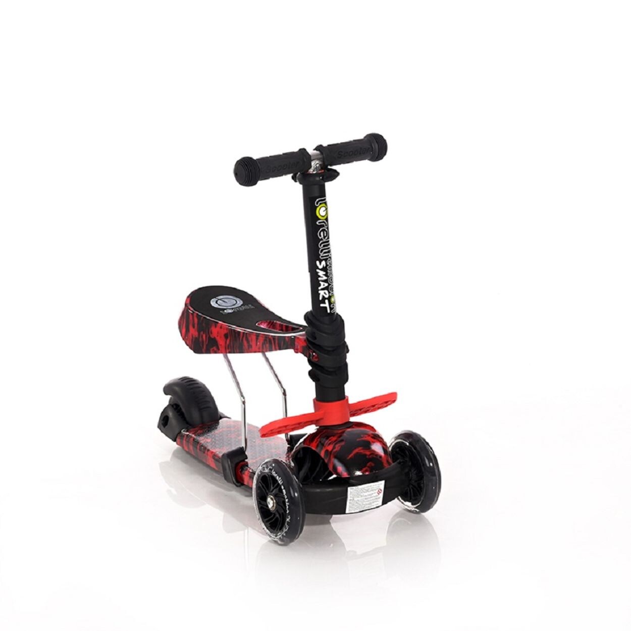 Lorelli Kinderroller Laufrad 2 in 1 Smart PU Räder leuchten klappbar verstellbar rot-schwarz