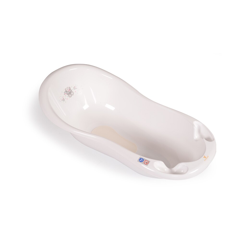 Cangaroo Baby Badewanne B&auml;r 100 cm 2138, Wasserablauf, Antirutschmatte, Ablage wei&szlig; - Bild 1