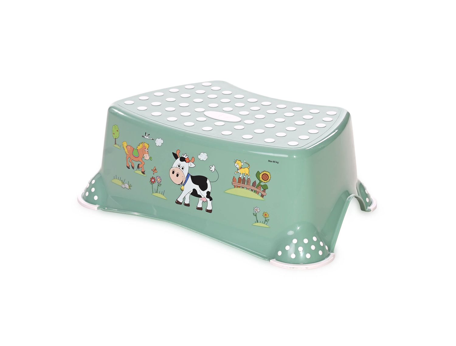 Lorelli Badhocker Funny Farm, einstufiger Tritthocker, rutschfest, Gummi-Noppen gr&uuml;n - Bild 1