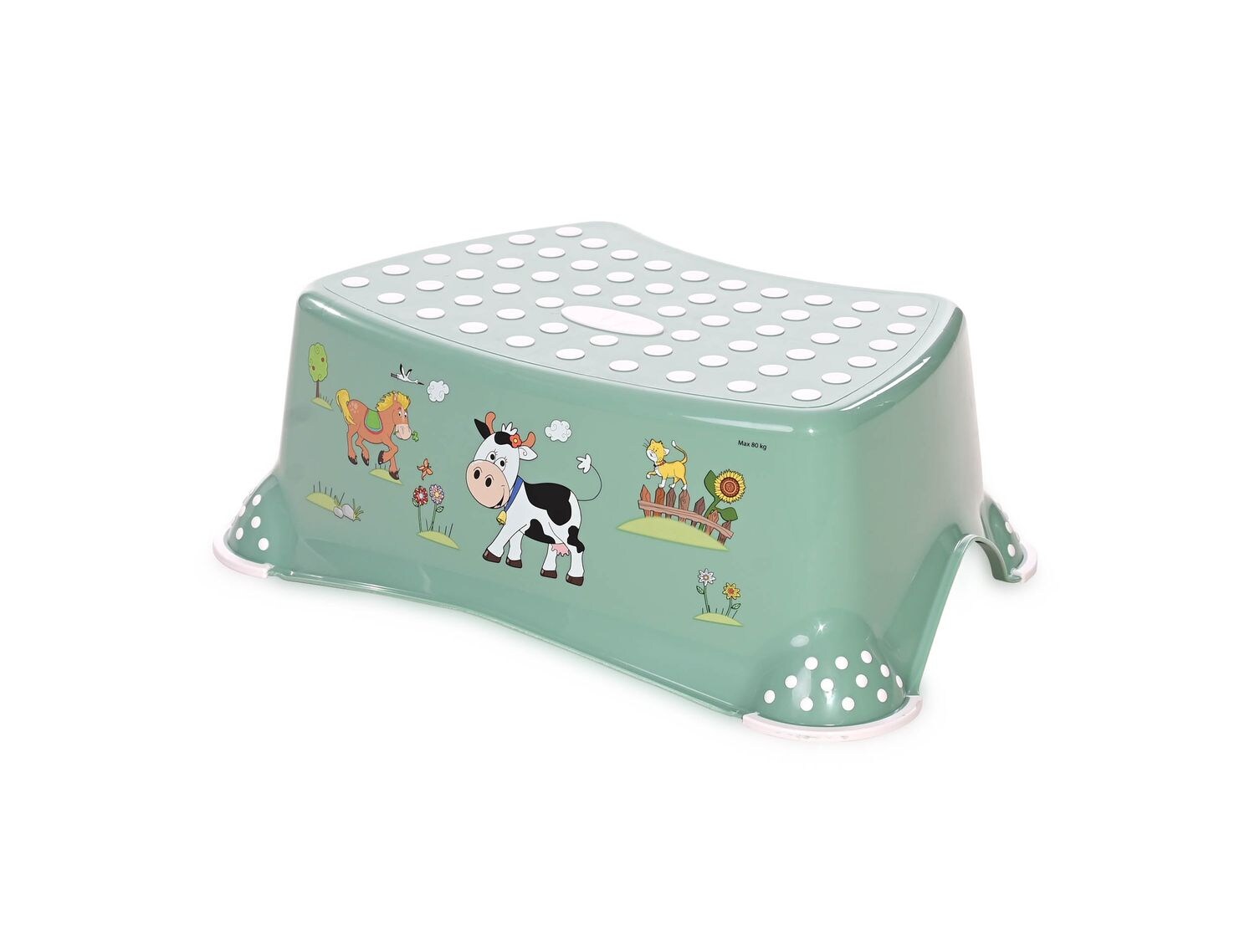 Lorelli Badhocker Funny Farm, einstufiger Tritthocker, rutschfest, Gummi-Noppen grün | 03800151994398